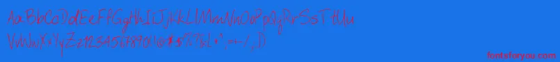 Davyscrappywrit-Schriftart – Rote Schriften auf blauem Hintergrund