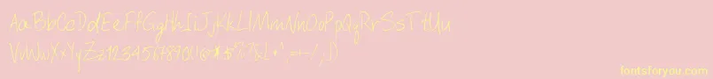 Davyscrappywrit-Schriftart – Gelbe Schriften auf rosa Hintergrund