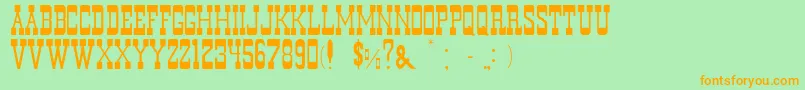 フォントMurdanoNormal – オレンジの文字が緑の背景にあります。