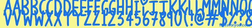 LongLovingLetters Font – Blue Fonts on Yellow Background