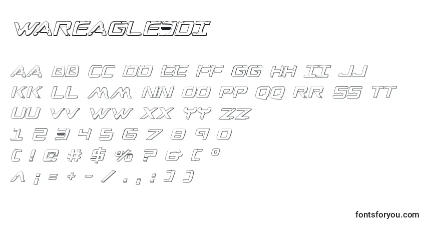 A fonte Wareagle3Di – alfabeto, números, caracteres especiais