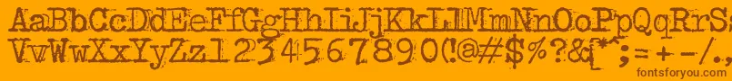 BulkyrefuseTypeNormal-Schriftart – Braune Schriften auf orangefarbenem Hintergrund