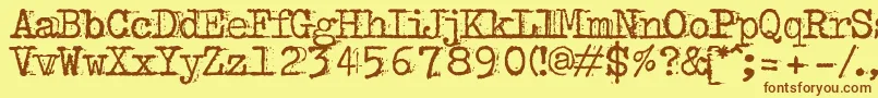 BulkyrefuseTypeNormal-Schriftart – Braune Schriften auf gelbem Hintergrund