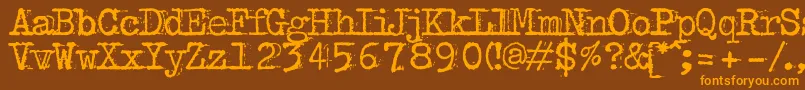 Weitere Informationen zur BulkyrefuseTypeNormal-Schriftart BulkyrefuseTypeNormal-Schriftart – Orangefarbene Schriften auf braunem Hintergrund