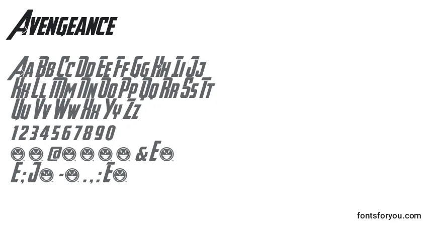 Czcionka Avengeance (92342) – alfabet, cyfry, specjalne znaki
