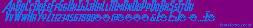 Czcionka Avengeance – niebieskie czcionki na fioletowym tle