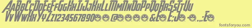 Fonte Avengeance – fontes cinzas em um fundo amarelo