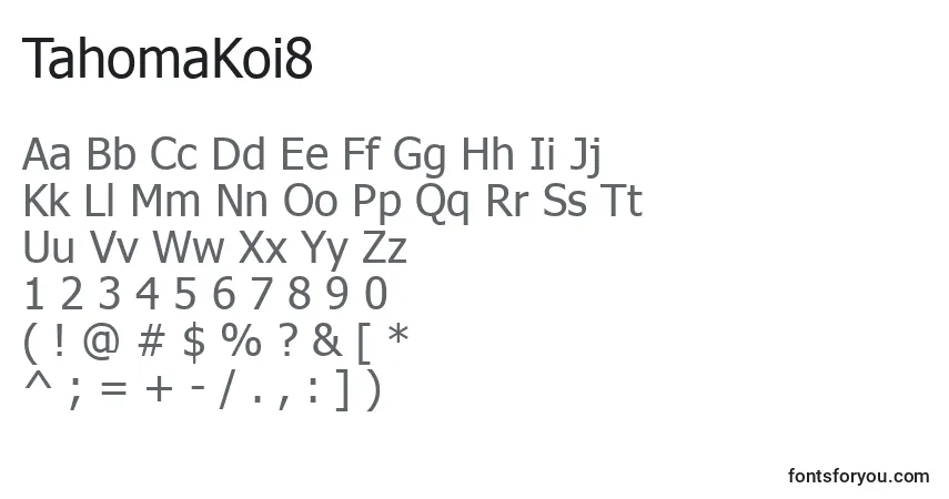 Czcionka TahomaKoi8 – alfabet, cyfry, specjalne znaki
