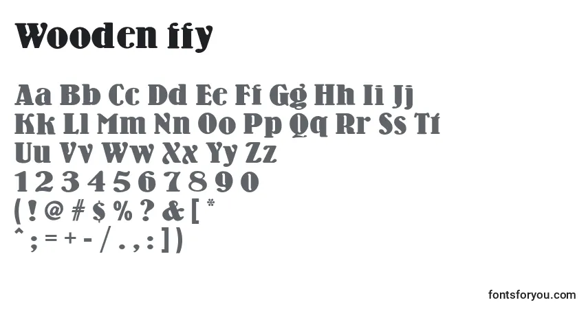 A fonte Wooden ffy – alfabeto, números, caracteres especiais