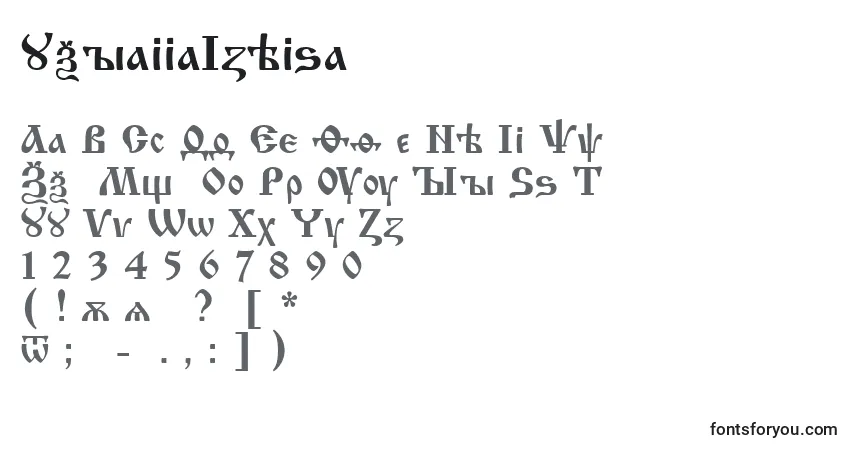 A fonte UkrainianIzhitsa – alfabeto, números, caracteres especiais