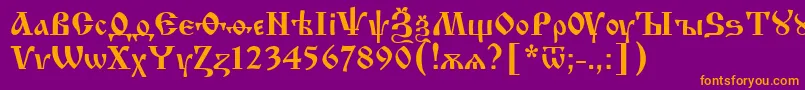 フォントUkrainianIzhitsa – 紫色の背景にオレンジのフォント