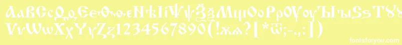 Czcionka UkrainianIzhitsa – białe czcionki na żółtym tle