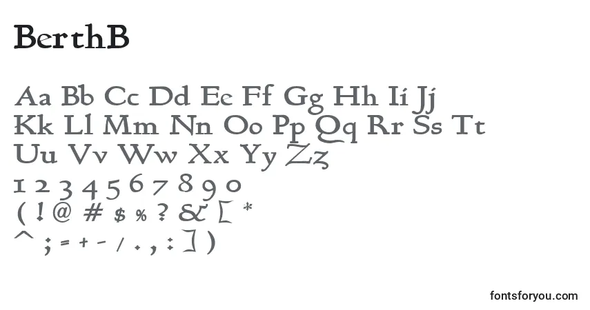 Schriftart BerthB – Alphabet, Zahlen, spezielle Symbole