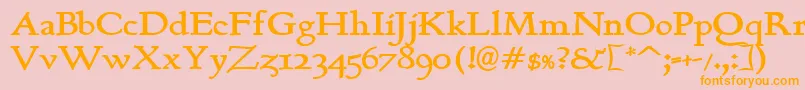 BerthB-Schriftart – Orangefarbene Schriften auf rosa Hintergrund