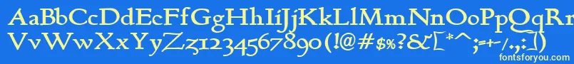 BerthB Font – Yellow Fonts on Blue Background