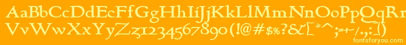 BerthB-Schriftart – Gelbe Schriften auf orangefarbenem Hintergrund