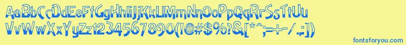 HighnoonRegular Font – Blue Fonts on Yellow Background