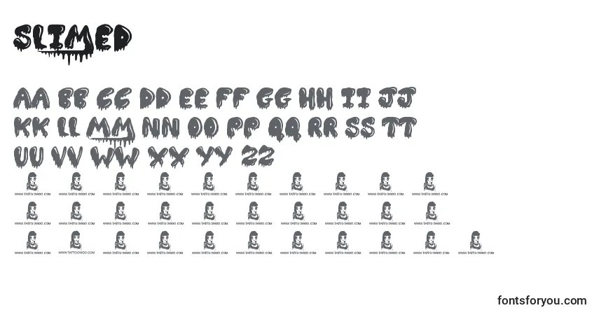 A fonte Slimed – alfabeto, números, caracteres especiais