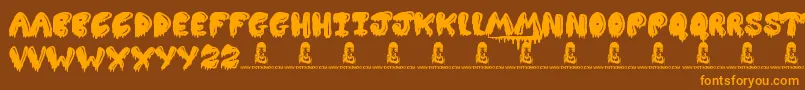 Slimed Font – Orange Fonts on Brown Background