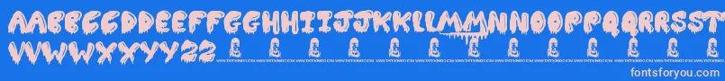 Slimed Font – Pink Fonts on Blue Background