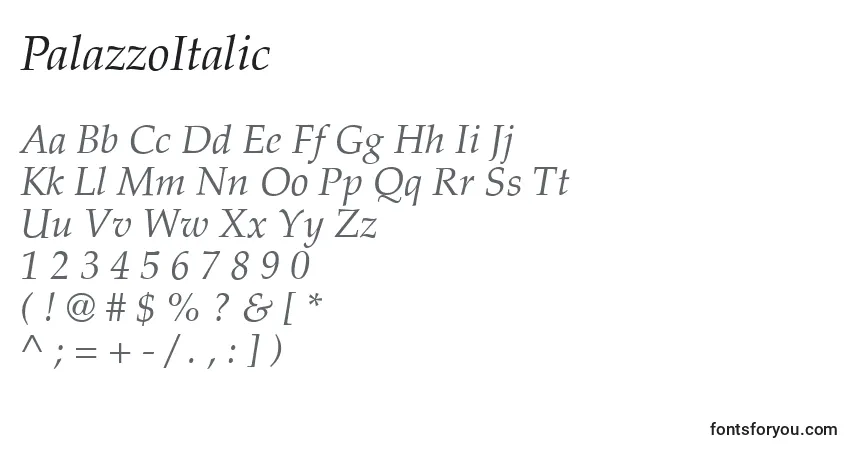 PalazzoItalicフォント–アルファベット、数字、特殊文字