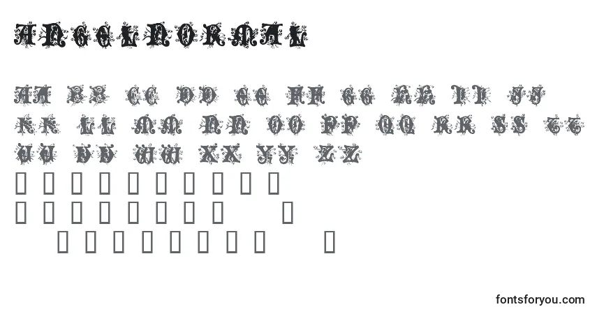 Schriftart AngelNormal – Alphabet, Zahlen, spezielle Symbole