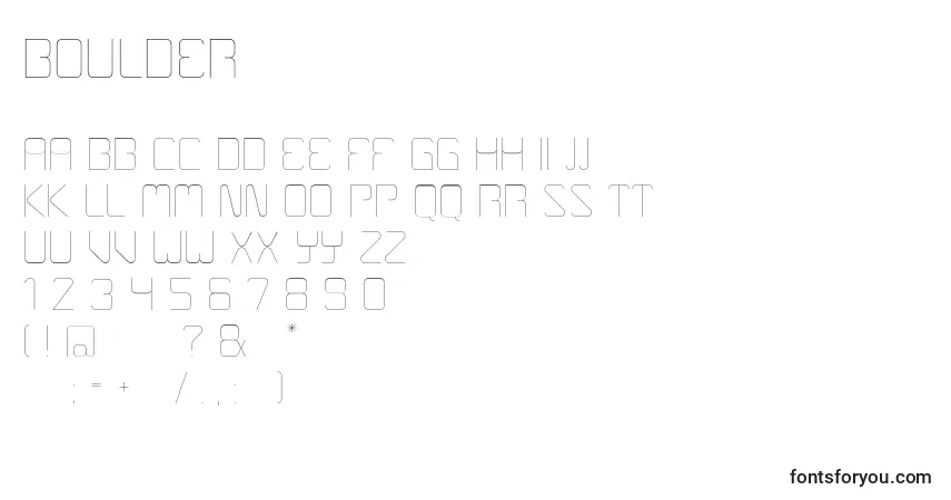 A fonte Boulder – alfabeto, números, caracteres especiais