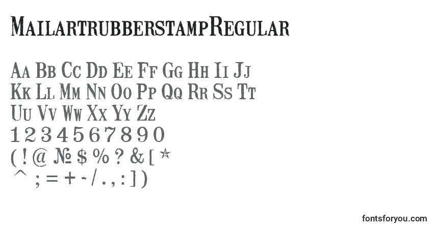 Schriftart MailartrubberstampRegular (92357) – Alphabet, Zahlen, spezielle Symbole