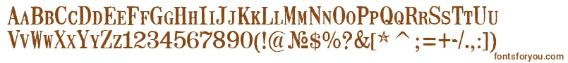 MailartrubberstampRegular-Schriftart – Braune Schriften auf weißem Hintergrund