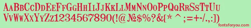 MailartrubberstampRegular Font – Red Fonts on Green Background