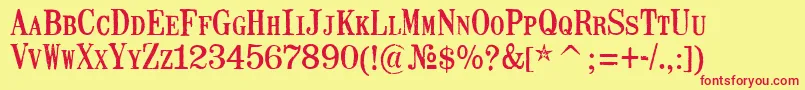MailartrubberstampRegular Font – Red Fonts on Yellow Background