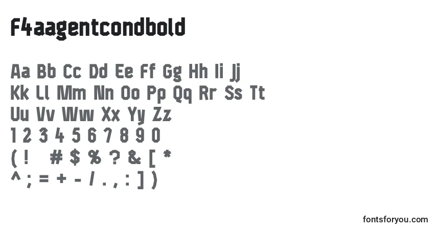 Шрифт F4aagentcondbold – алфавит, цифры, специальные символы