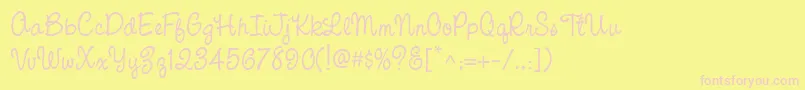 CacPinafore-Schriftart – Rosa Schriften auf gelbem Hintergrund