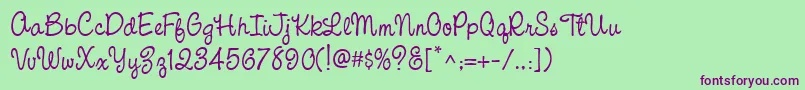 CacPinafore Font – Purple Fonts on Green Background