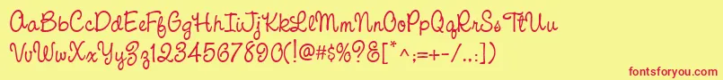 CacPinafore Font – Red Fonts on Yellow Background