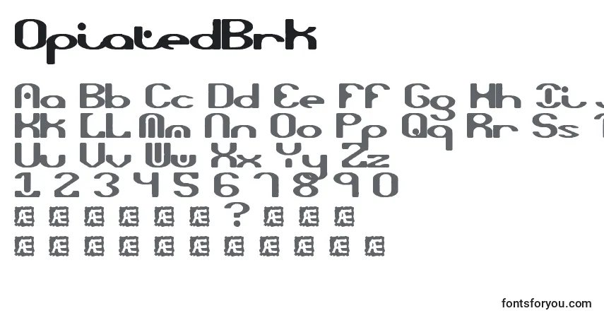 Schriftart OpiatedBrk – Alphabet, Zahlen, spezielle Symbole