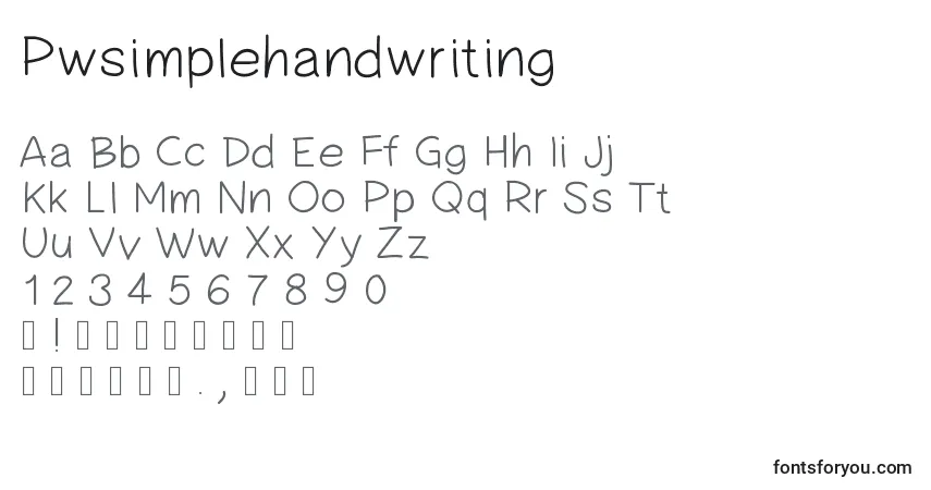 Pwsimplehandwritingフォント–アルファベット、数字、特殊文字