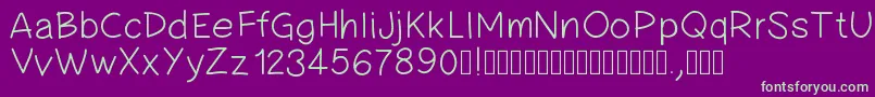 フォントPwsimplehandwriting – 紫の背景に緑のフォント