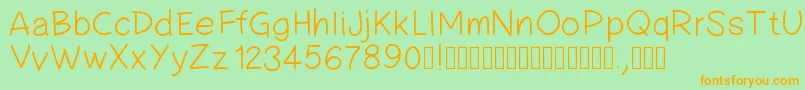Pwsimplehandwriting Font – Orange Fonts on Green Background