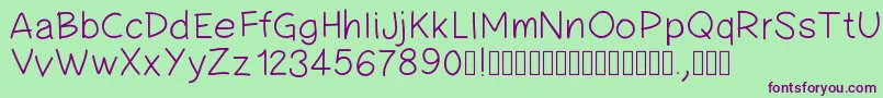 Pwsimplehandwriting Font – Purple Fonts on Green Background