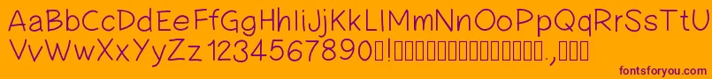 フォントPwsimplehandwriting – オレンジの背景に紫のフォント