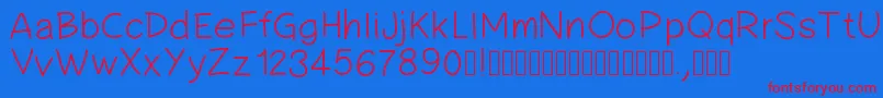 Pwsimplehandwriting Font – Red Fonts on Blue Background