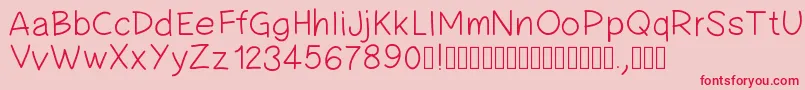 フォントPwsimplehandwriting – ピンクの背景に赤い文字