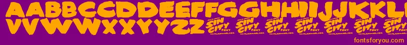 fuente SinCity – Fuentes Naranjas Sobre Fondo Morado