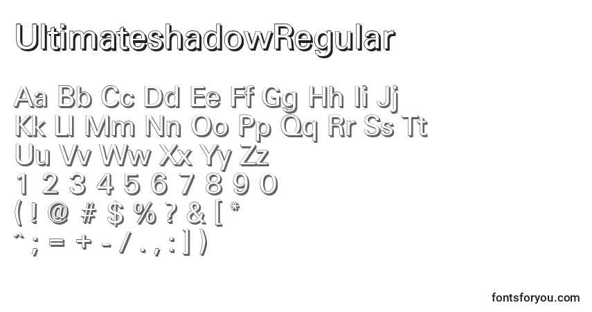 A fonte UltimateshadowRegular – alfabeto, números, caracteres especiais
