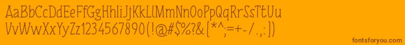 TulisanTangan74Regular Font – Brown Fonts on Orange Background