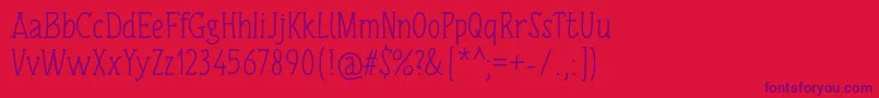 TulisanTangan74Regular Font – Purple Fonts on Red Background