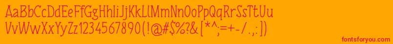 TulisanTangan74Regular Font – Red Fonts on Orange Background