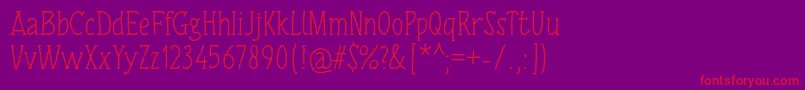 TulisanTangan74Regular Font – Red Fonts on Purple Background
