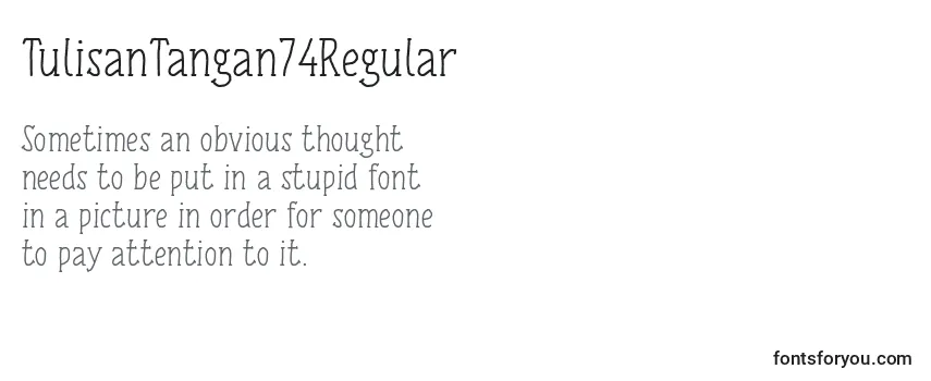 Review of the TulisanTangan74Regular Font